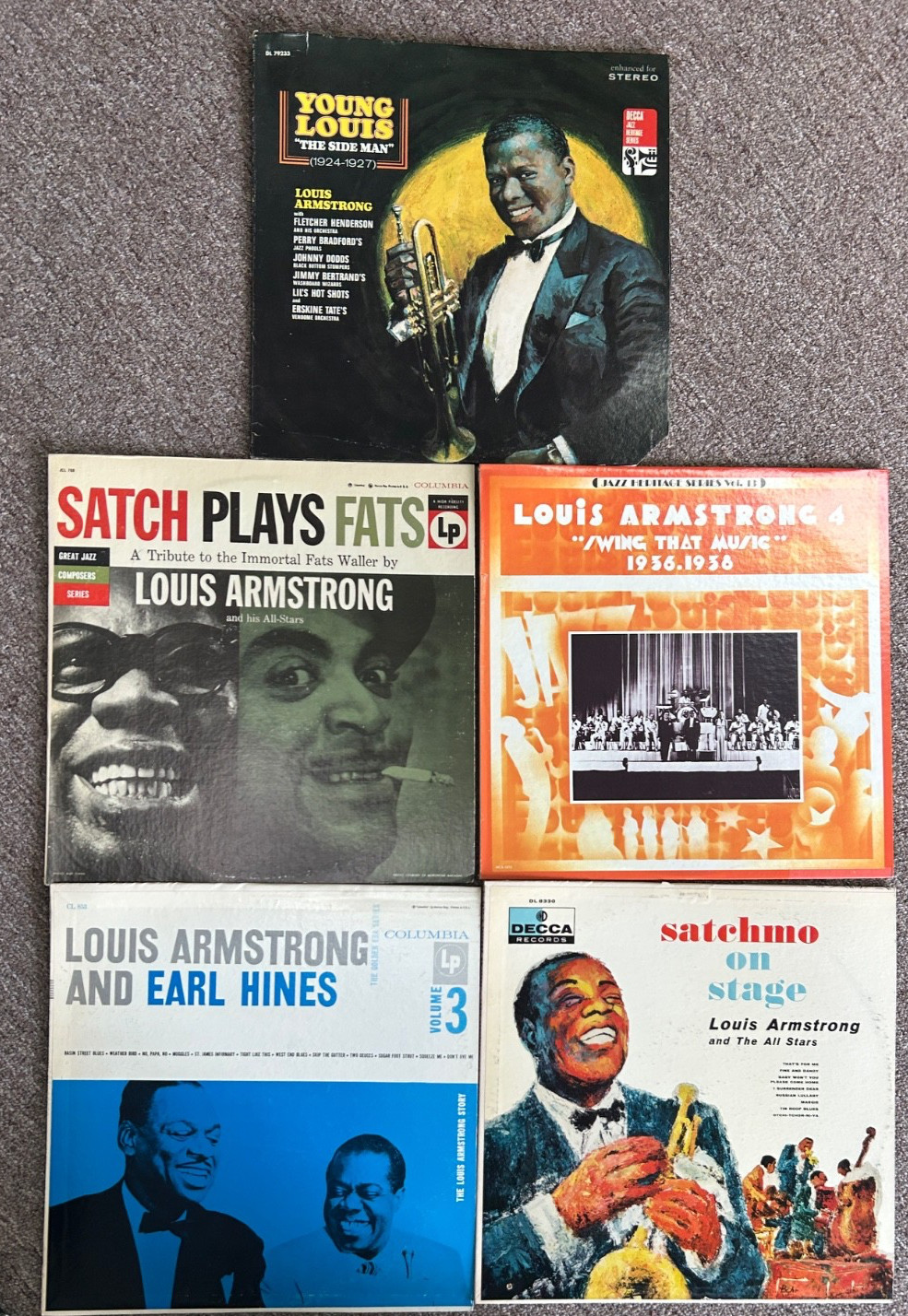 Lot of 5 Vintage LOUIS ARMSTRONG LP'S Vinyl,