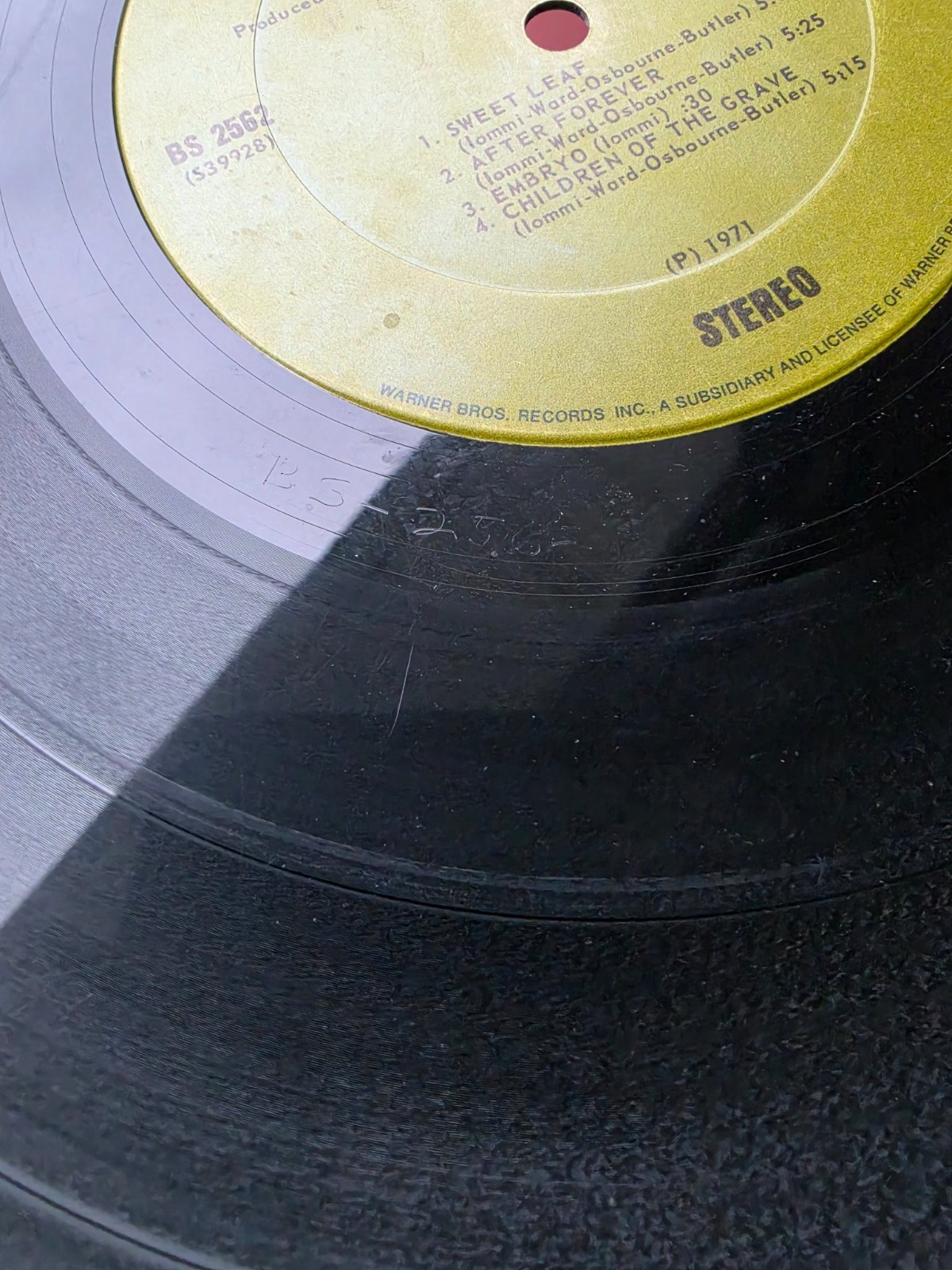 Black Sabbath Master Of Reality LP Warner Bros BS 2562 Green Label 1971