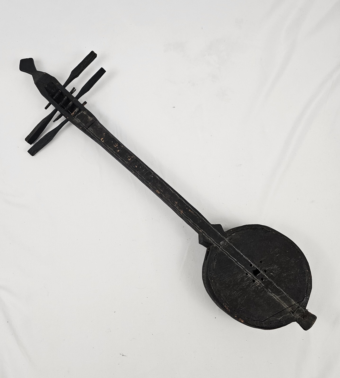 Vtg Hasapi Guitar Indonesian Sumatran Toba Batak Wooden Stringed Instrument 