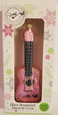 Dolly Parton Pink Guitar Glass Christmas Ornament picture