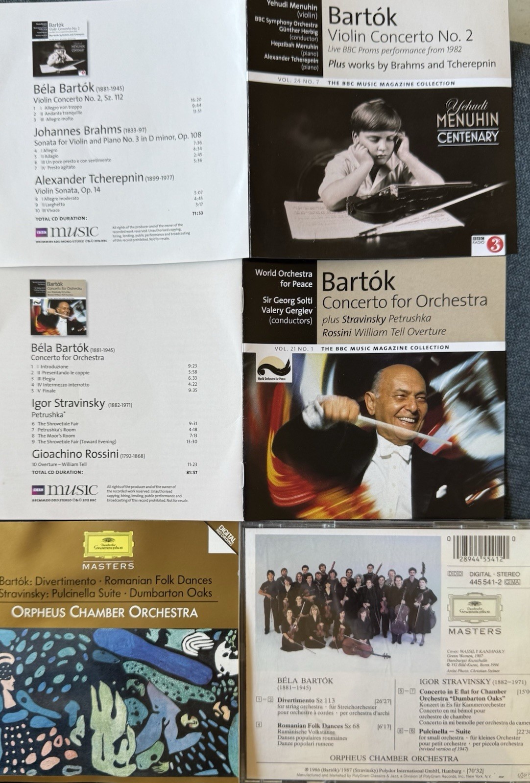 Bartok—Concerti, Divertimento, Dances (Menuhin/Solti, Gergiev/Orpheus). 3CDs