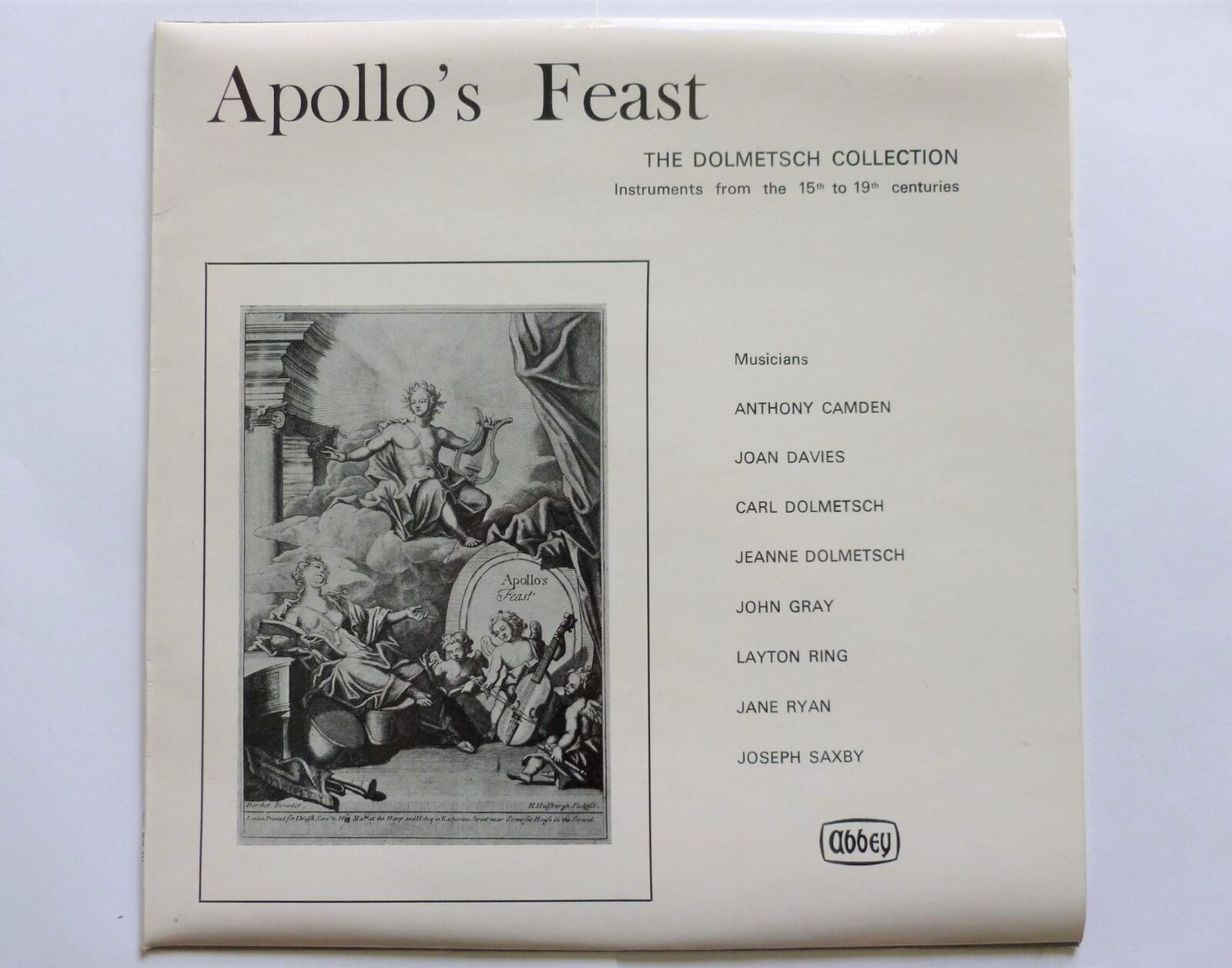 Dolmetsch Collection Apollo's Feast LP Abbey PHB731 EX/EX 1973 Apollo's Feast