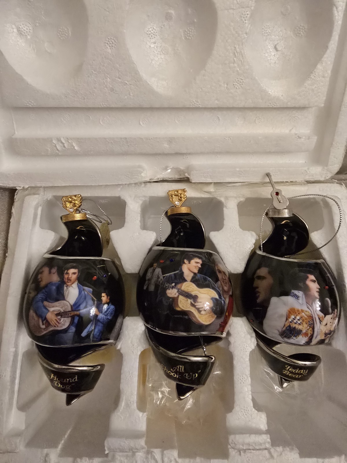 Elvis Presley Original Hanging Ornament Christmas Set of 3 Bradford Exchange 