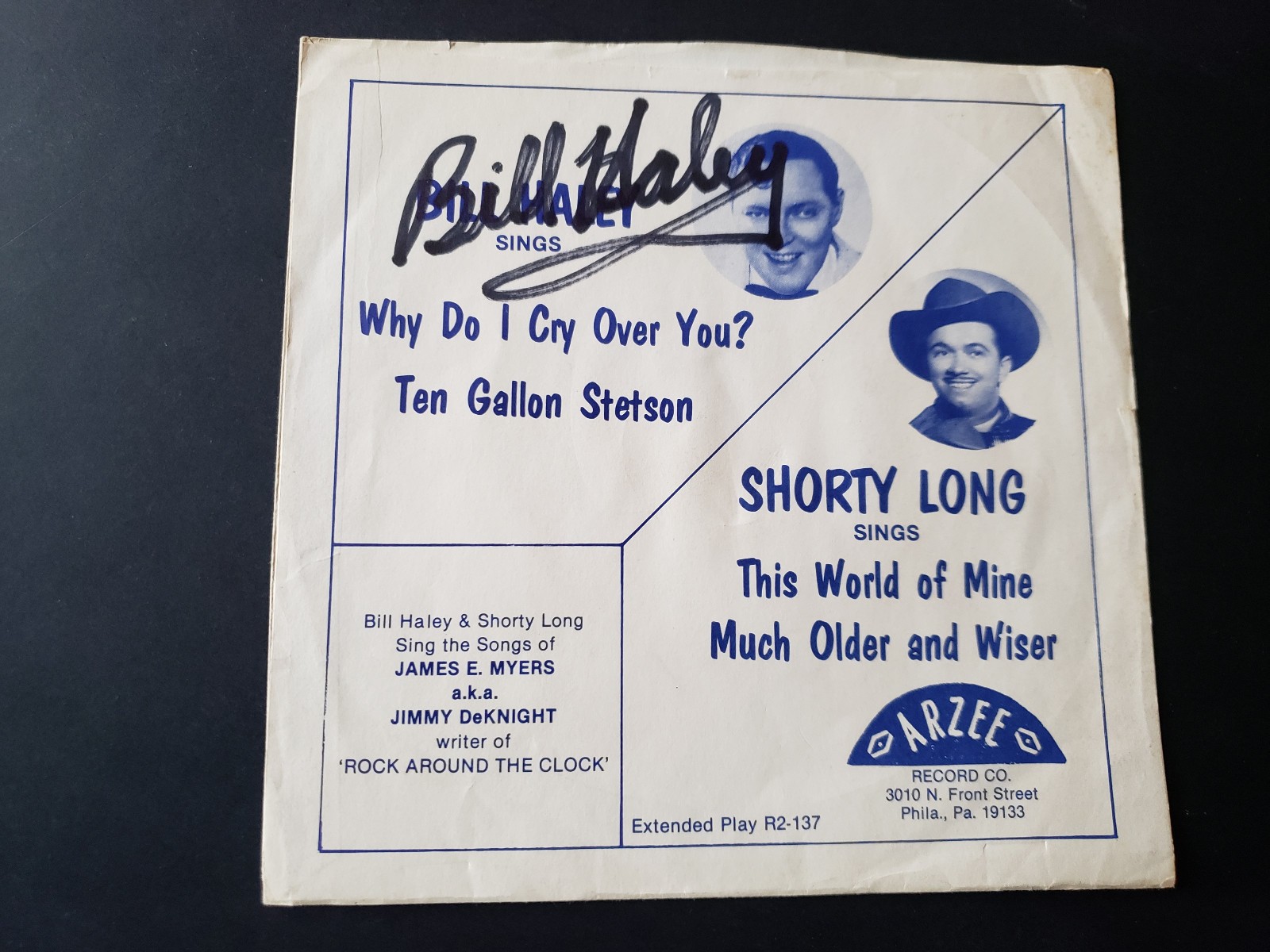 autographed 1970s VG+ bill haley Why Do I Cry Over You? SLEEVE ONLY 45
