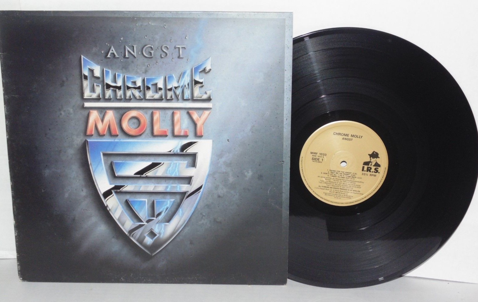 CHROME MOLLY Angst LP UK Pressing 1988 IRS Records Hard Rock Heavy Metal Vinyl