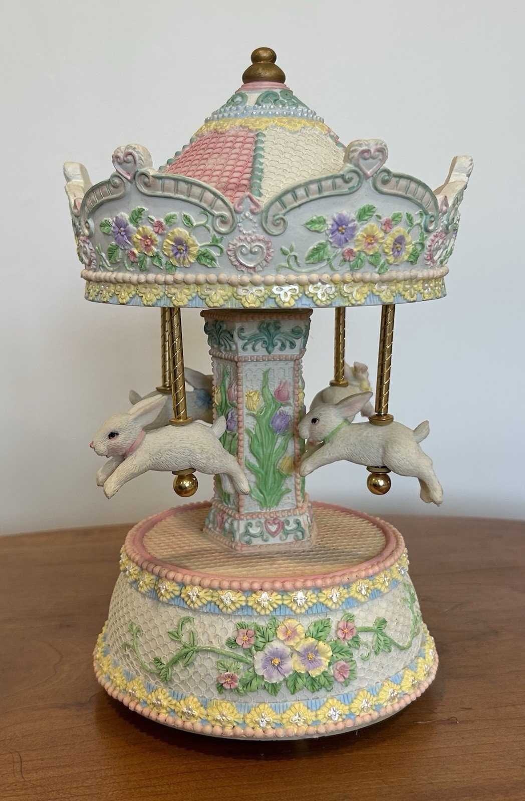 Vintage Bunny Carousel Merry Go Round Music Box