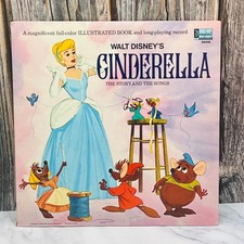 Vintage Walt Disney Cinderella Story & Songs Vinyl Record & Book 1969 Excellent picture
