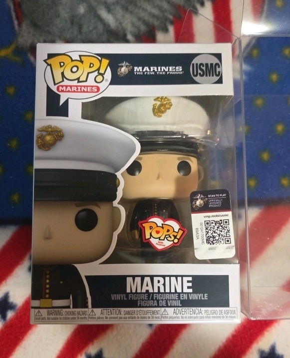 Funko Pop Marines, MARINE USMC, Dress Blues, White Male, Pops W/Protector