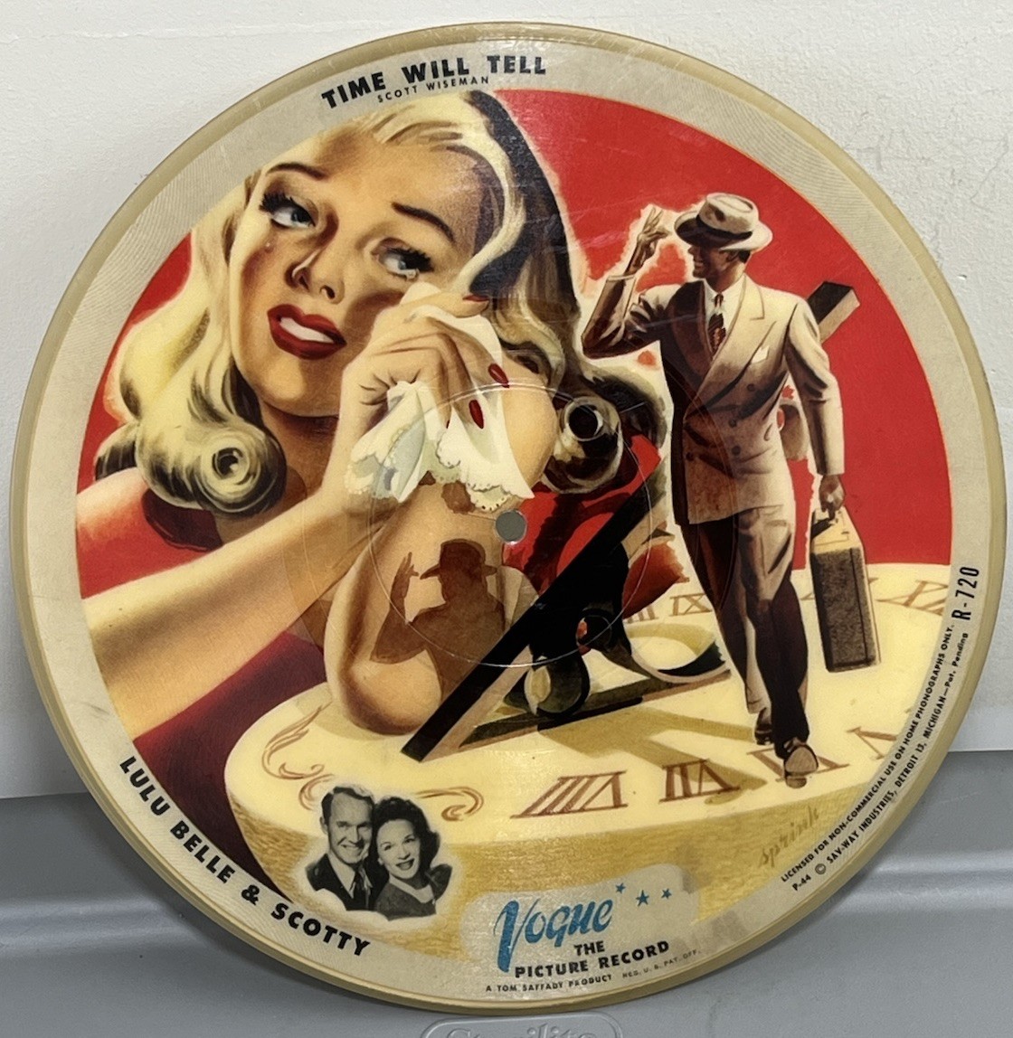 Vintage 78 Picture Disc Two=Sided Lulu Belle and Scotty Vibrant 1946 Post War