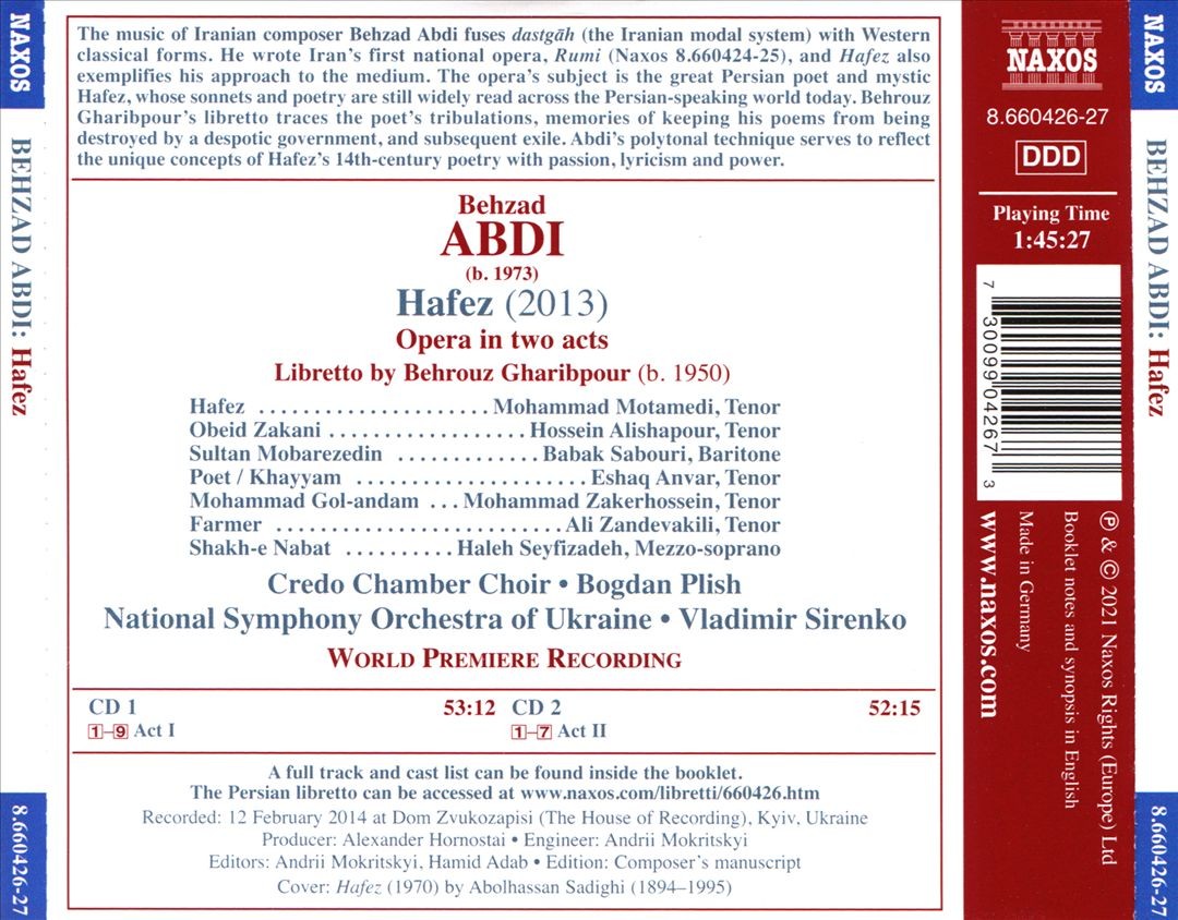 MOHAMMAD MOTAMEDI / HOSSEIN ALISHAPOUR / VLADIMIR SIRENKO BEHZAD ABDI: HAFEZ OPE