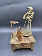 Vintage Brittish Crown Colony Hong Kong Golf Players Copper Tin Music Box  picture