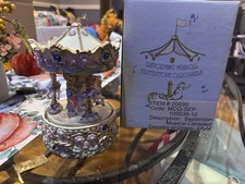 Vintage Revolving Musical September Birthstone Carousel New In Box picture