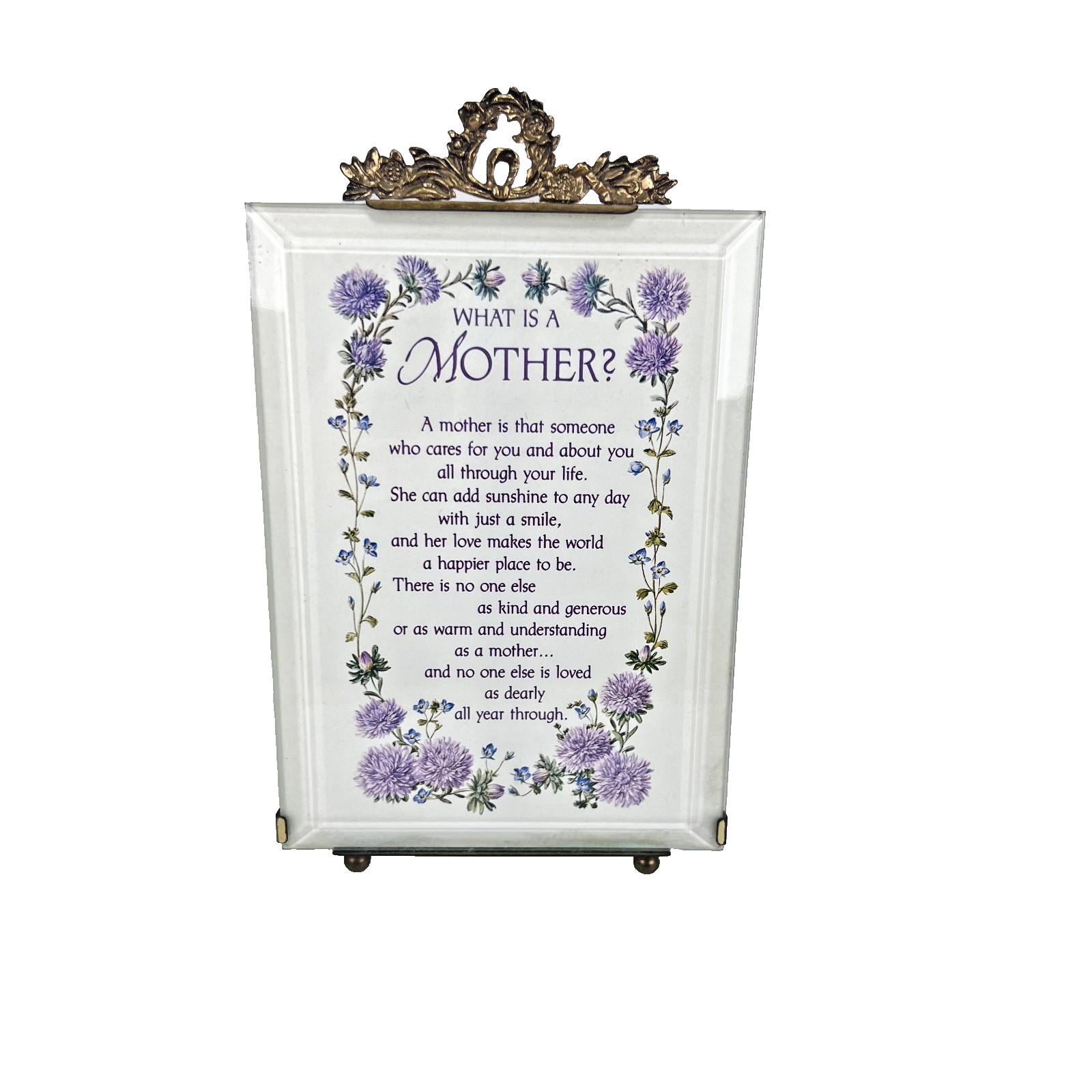 Vintage Summit Collection Mothers Poem Frame Music Box Love Makes World Go Round