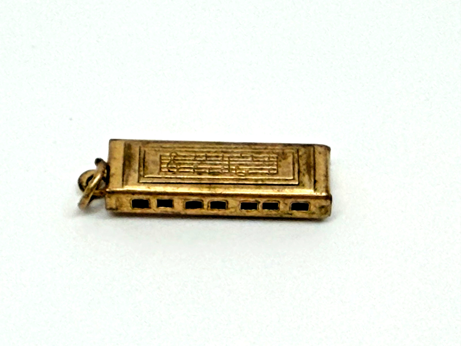 Vtg Charm Toy Gumball Machine Cracker Jack prize Metal Harmonica Hollow