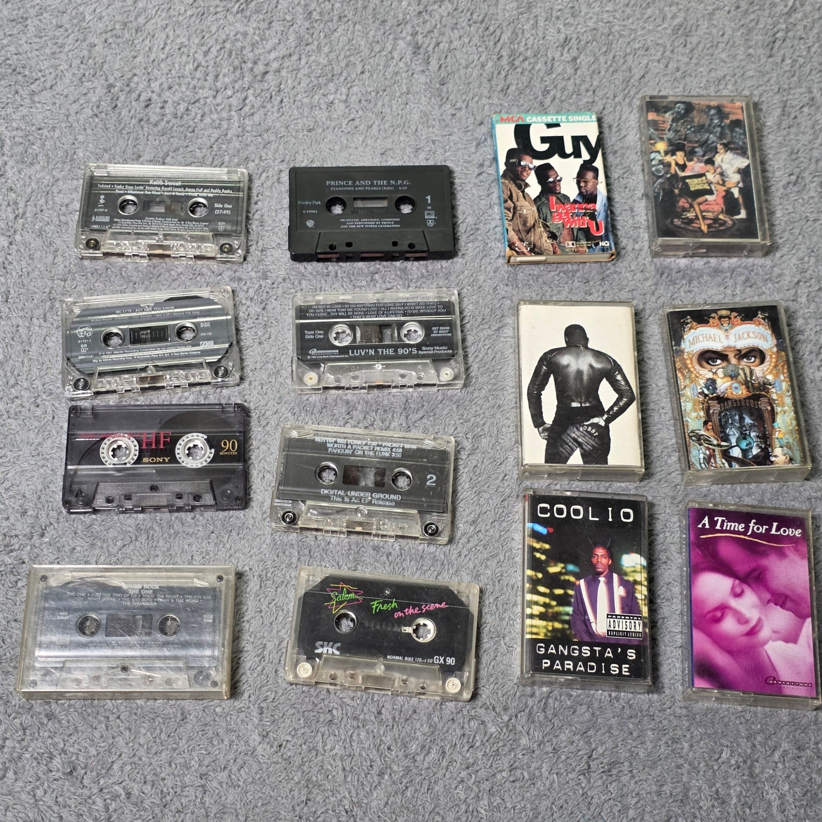 Mixed Lot 12pc Vintage 90s Cassette Tapes Michael Jackson Prince Coolio Hip Hop