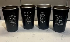 “MISTAKEN  LYRICS “ Pint Glass, Stainless Steel, Set Of Four picture