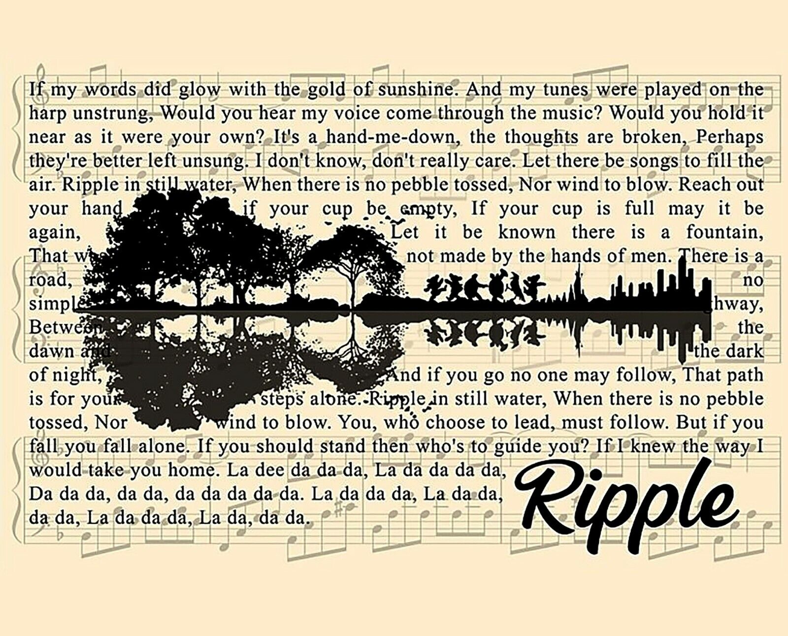 Grateful Dead Ripple Lyrics Poster Jerry Garcia 8x10