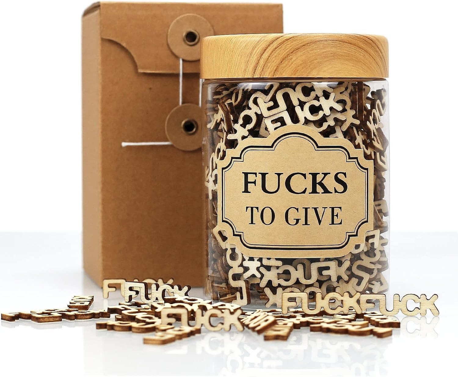 Jar of Fucks 210PCS Fucks to Give Fucks Wooden Cutout Letter Piece Gift Jar