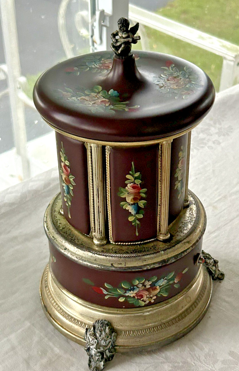 Vintage Swiss Reuge Dancing Ballerina Music Carousel Cigarette / Lipstick Holde