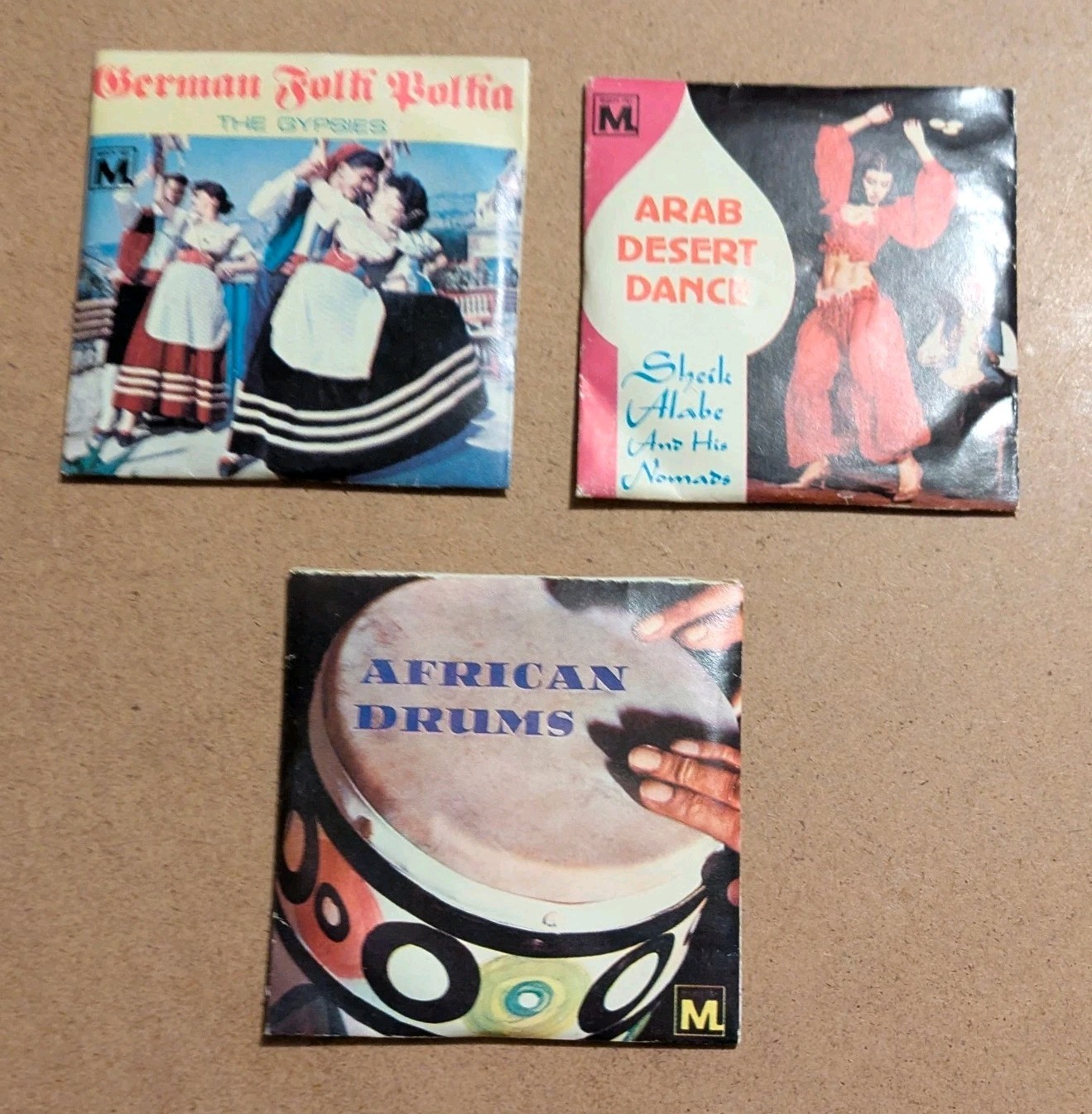 Vintage 1970 Mighty Tiny Records The Ohio Art Company Lot Of 3 Different Japan 