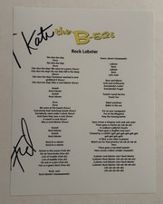 KATE PIERSON & FRED SCHNEIDER SIGNED LYRIC SHEET AUTOGRAPHED B-52s BAND COA picture