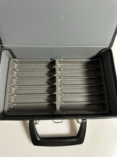 Vintage Brown Cassette Tape Storage Carrying Case 12 Tapes Retro Faux Leather picture