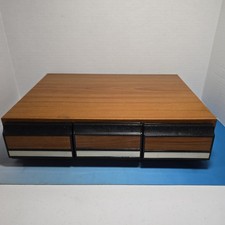 Vintage 36 Cassette Tape Faux Wood 3 Drawer Storage Case Holder Footed picture