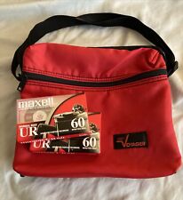 Vintage Lebo Voyager 20 Cassette Red Storage Carry Case Bag w Strap and Tapes picture