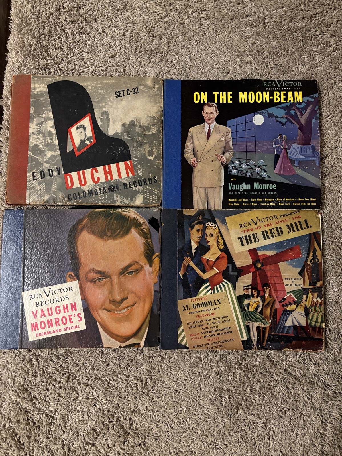Lot Of 4 Antique Record Box Sets, Vaughn Monroe Eddy Duchin RCA Victor Red Mill