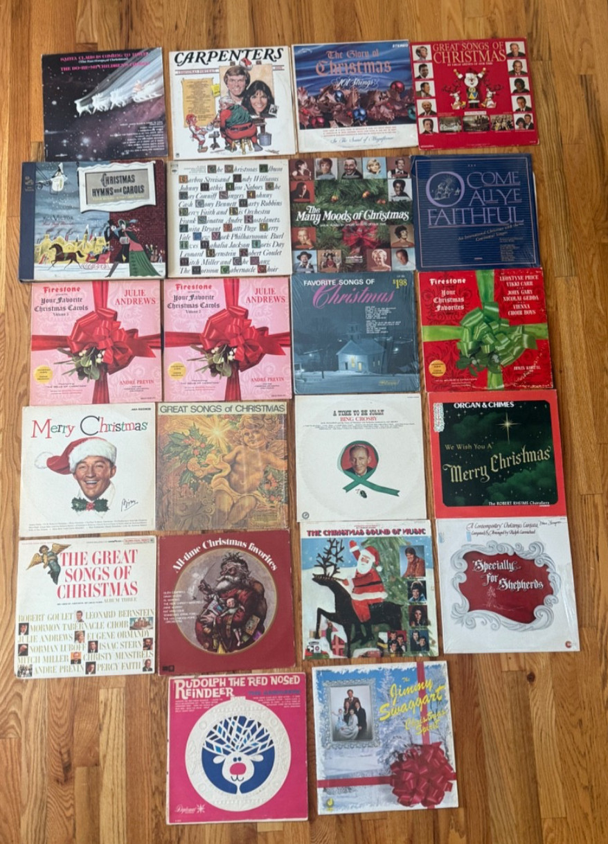 22 Vintage Christmas Vinyl LP Record Lot Bing Crosby Carpenters Julie Andrews
