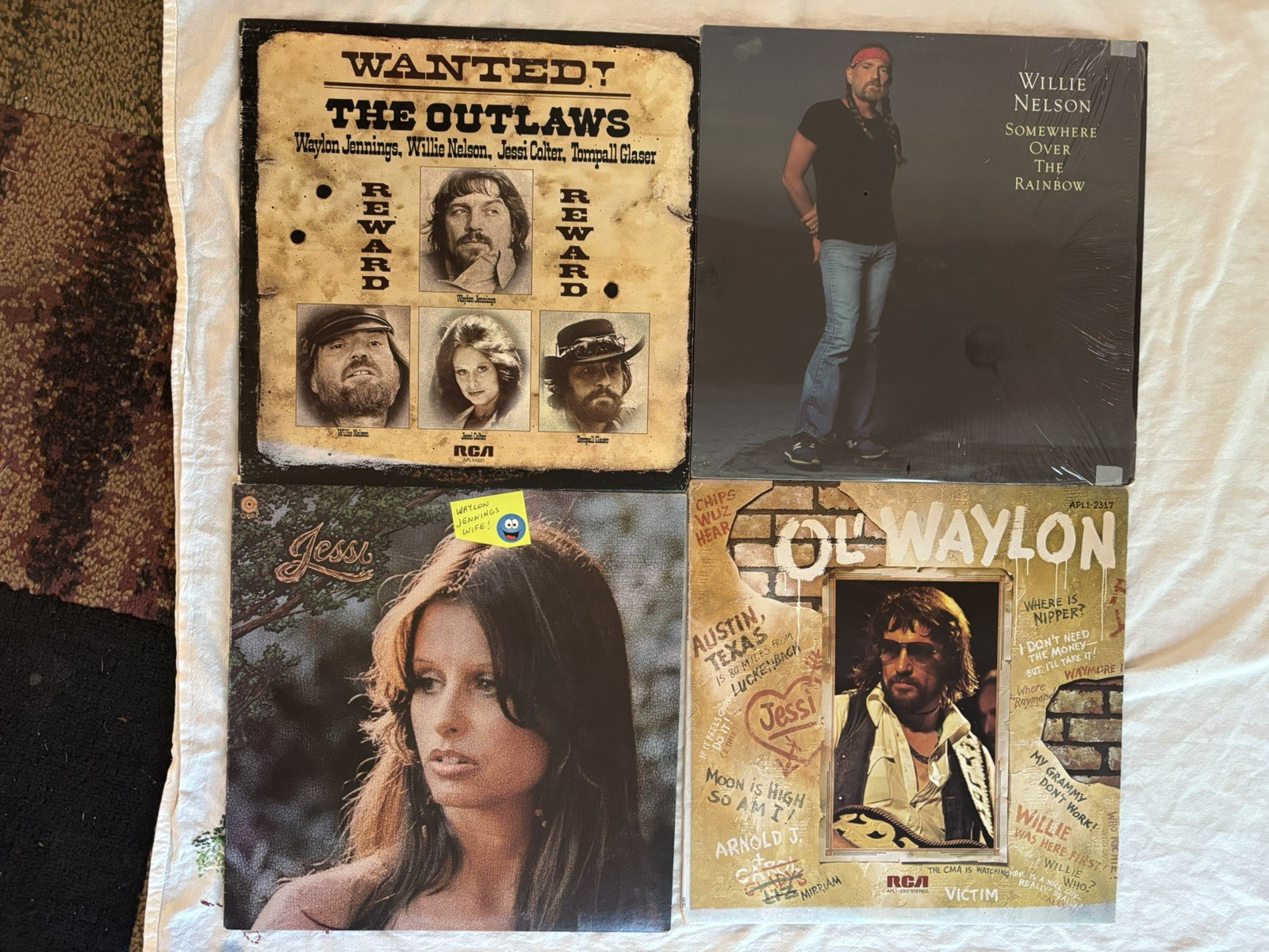 WANTED~THE OUTLAWS~4 LPS~NM/VG+CLEANED/TESTED~WAYLON~WILLIE~JESSI~VERY NICE