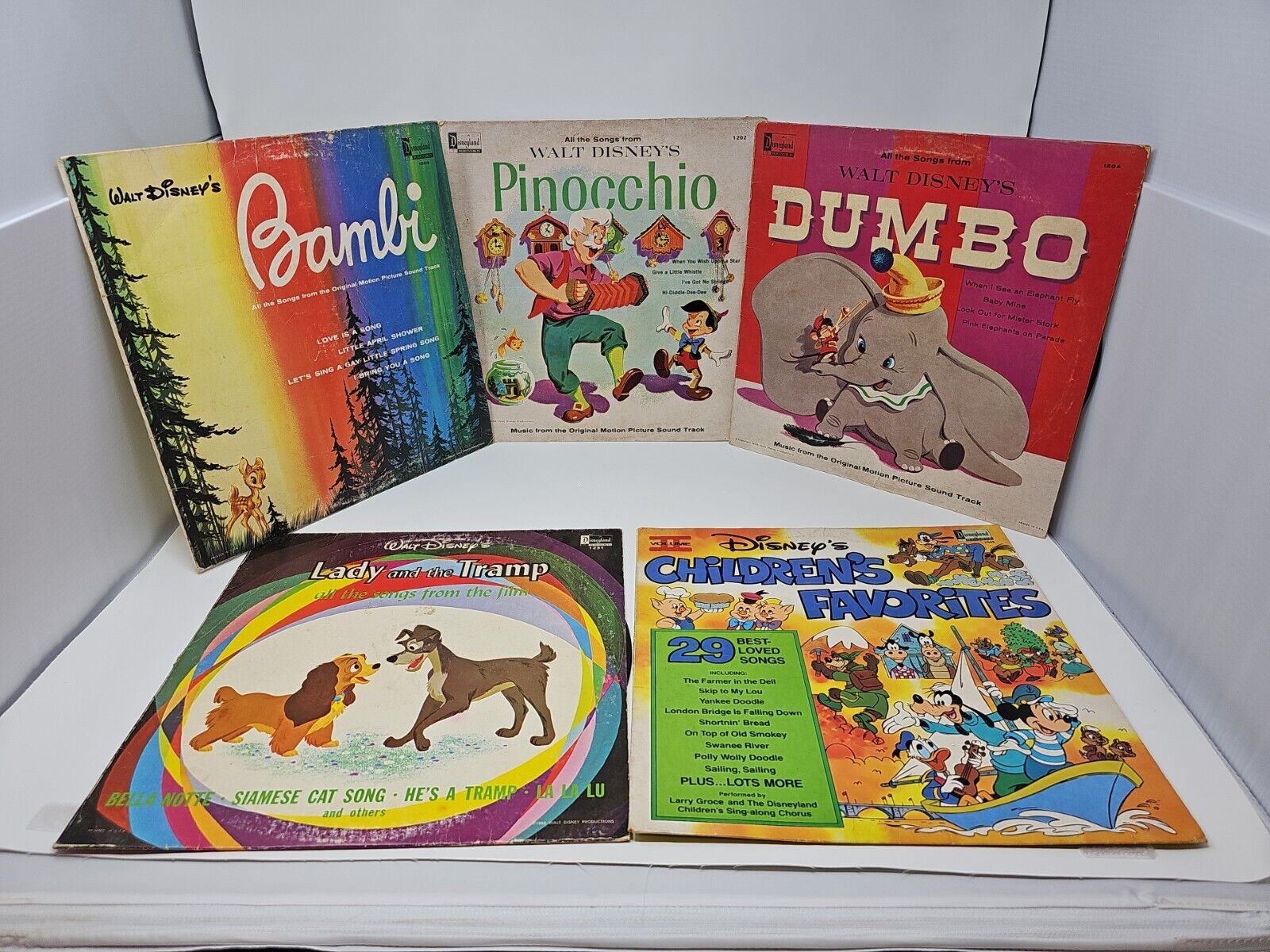 VINTAGE Walt Disney's Vinyl Records (Disneyland Record) - Dumbo Bambi Pinocchio
