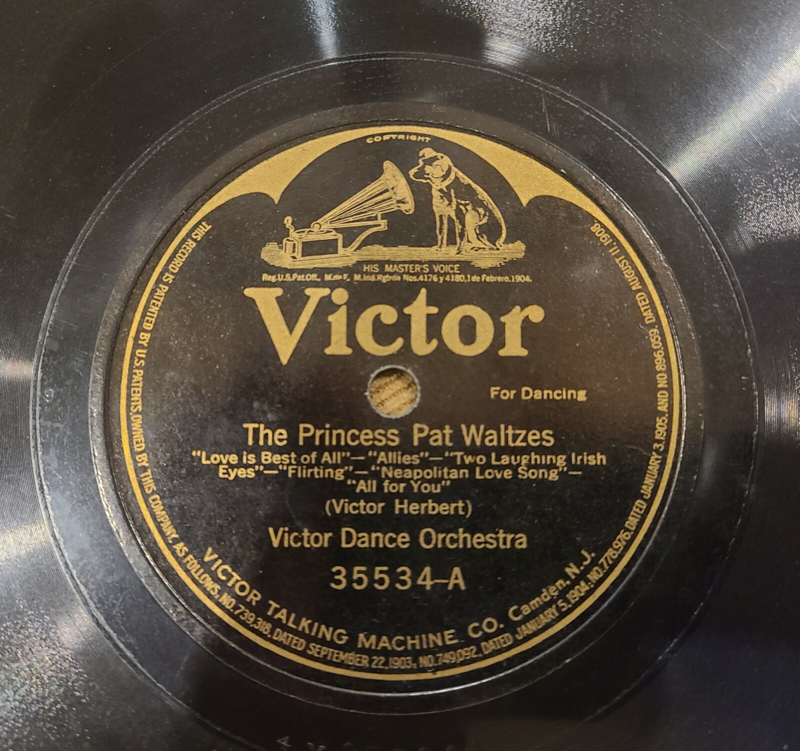The Princess Pat Waltzes - Victor Dance Orchestra - 35534-A - 78 RPM Record