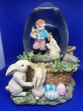 Vintage Mervyn's Easter Bunny Basket Egg Shape Glitter Water Globe Music Box picture