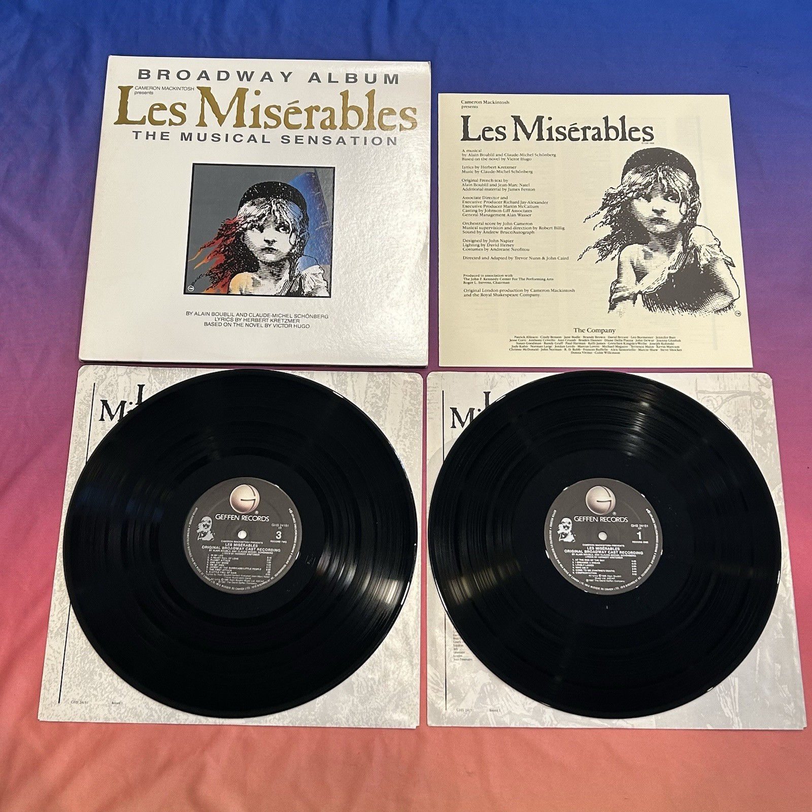 LES MISERABLES 2LP  BROADWAY ALBUM  1987 GHS 24151 EX/EX  Gatefold w/Insert