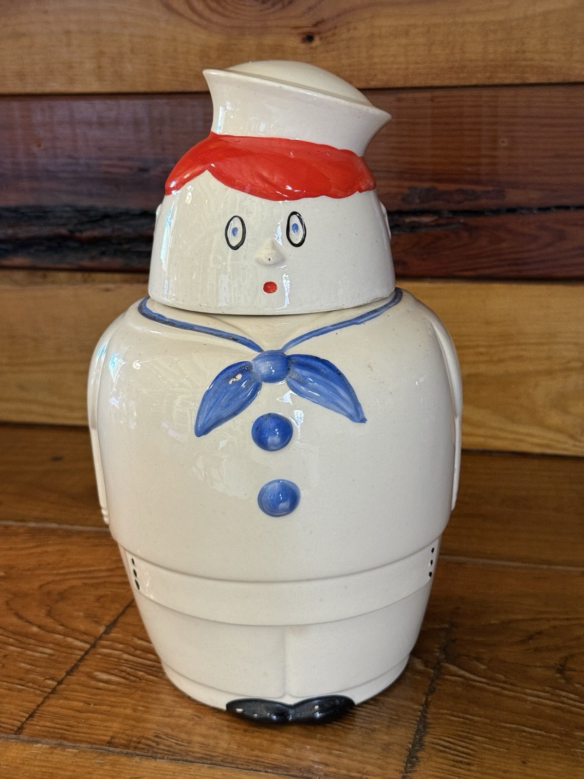 VTG Sears Roebuck Musical Sailor Cookie Jar Lyric Reuge Swiss Music Box 1940s