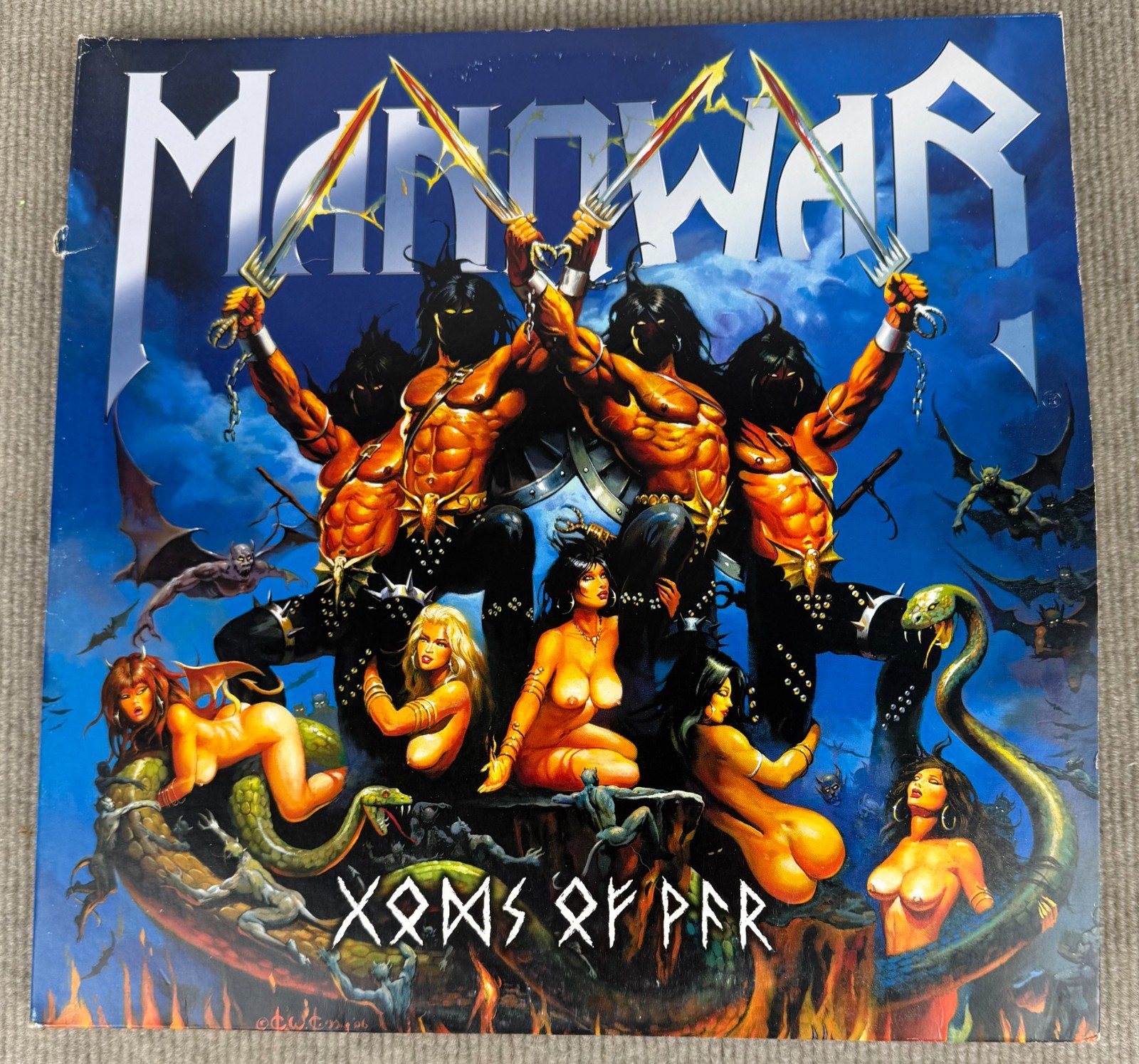 Manowar Gods Of War 3LP Vinyl 2007 EU Original Uncensored Poster Rare