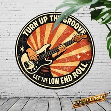 Bass Guitar Lovers Dream Round Sign 8x8 Aluminum Musician Wall Art picture