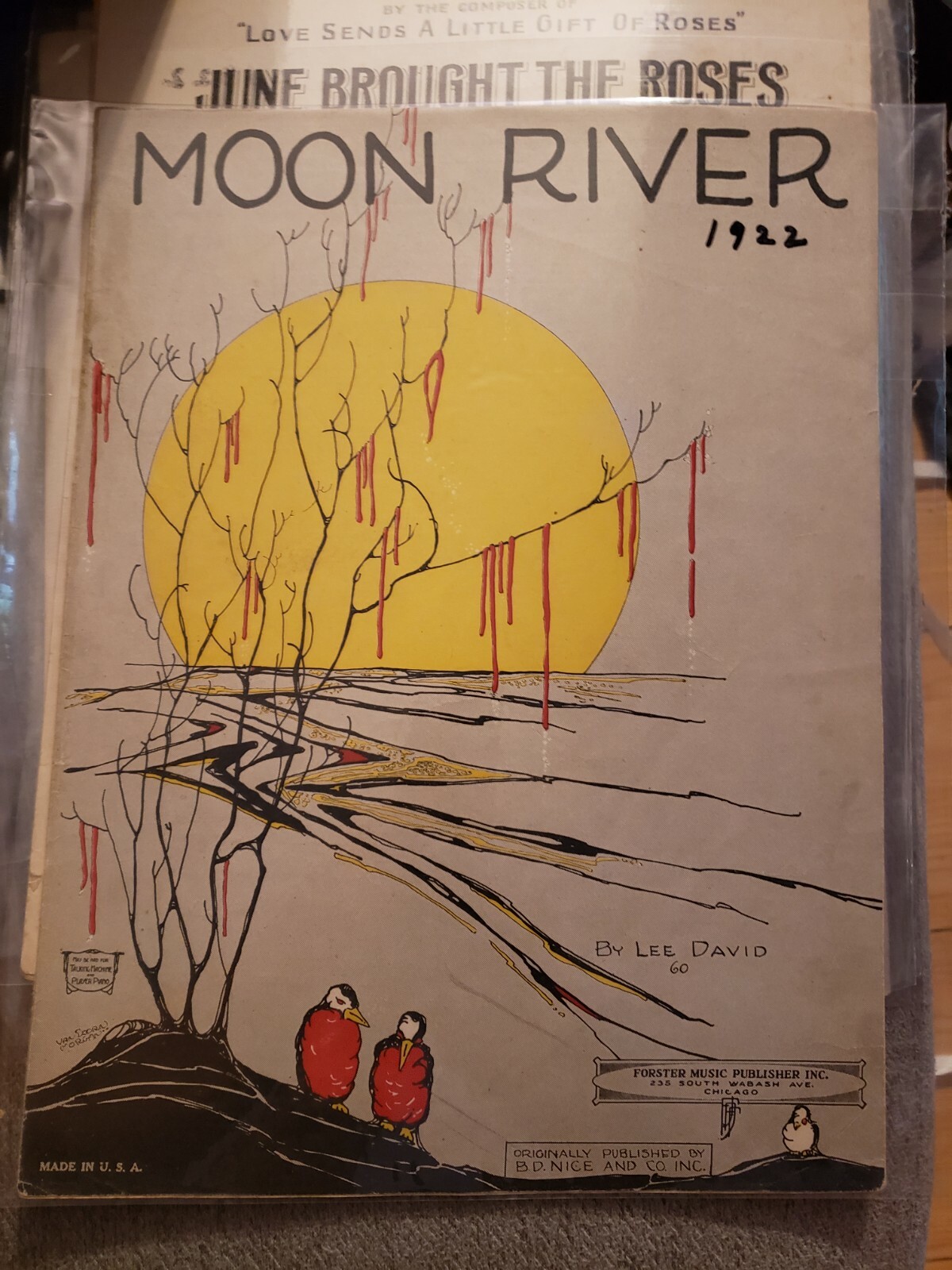 Vintage Sheet Music 1922 Moon River Lee David FAST SHIP FROM USA
