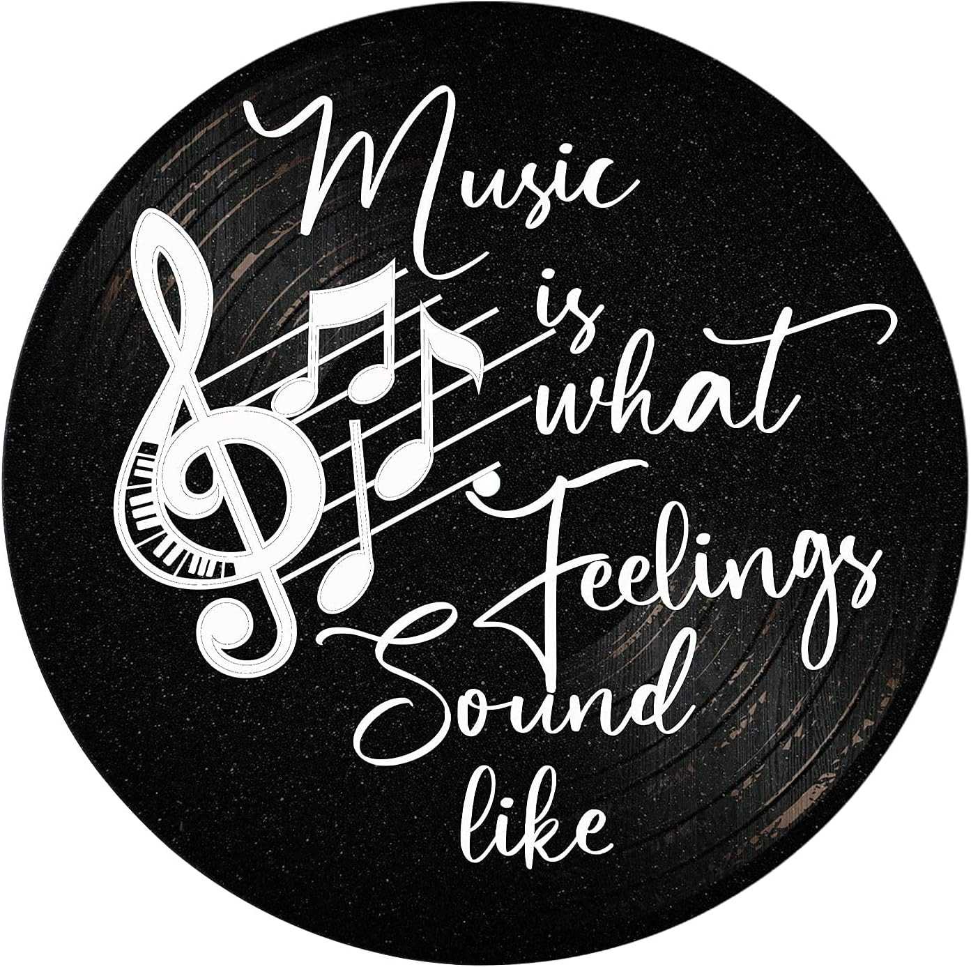 Music Is What Feelings Sound like Wooden Vinyl Records Album Wall Decor round Re