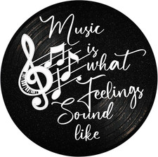 Music Is What Feelings Sound like Wooden Vinyl Records Album Wall Decor round Re picture