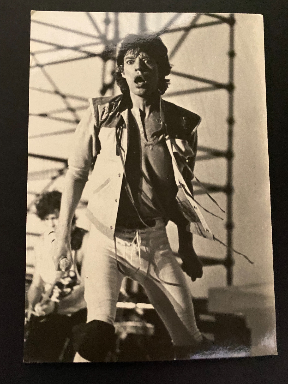 Rolling Stones Mick Jagger B&W 1982 Tour postcard France