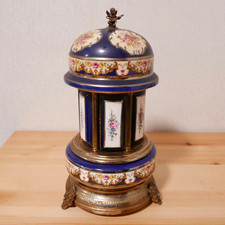 Vintage REUGE Music Box Carousel Cigarette Lipstick Holder Porcelain Italy picture