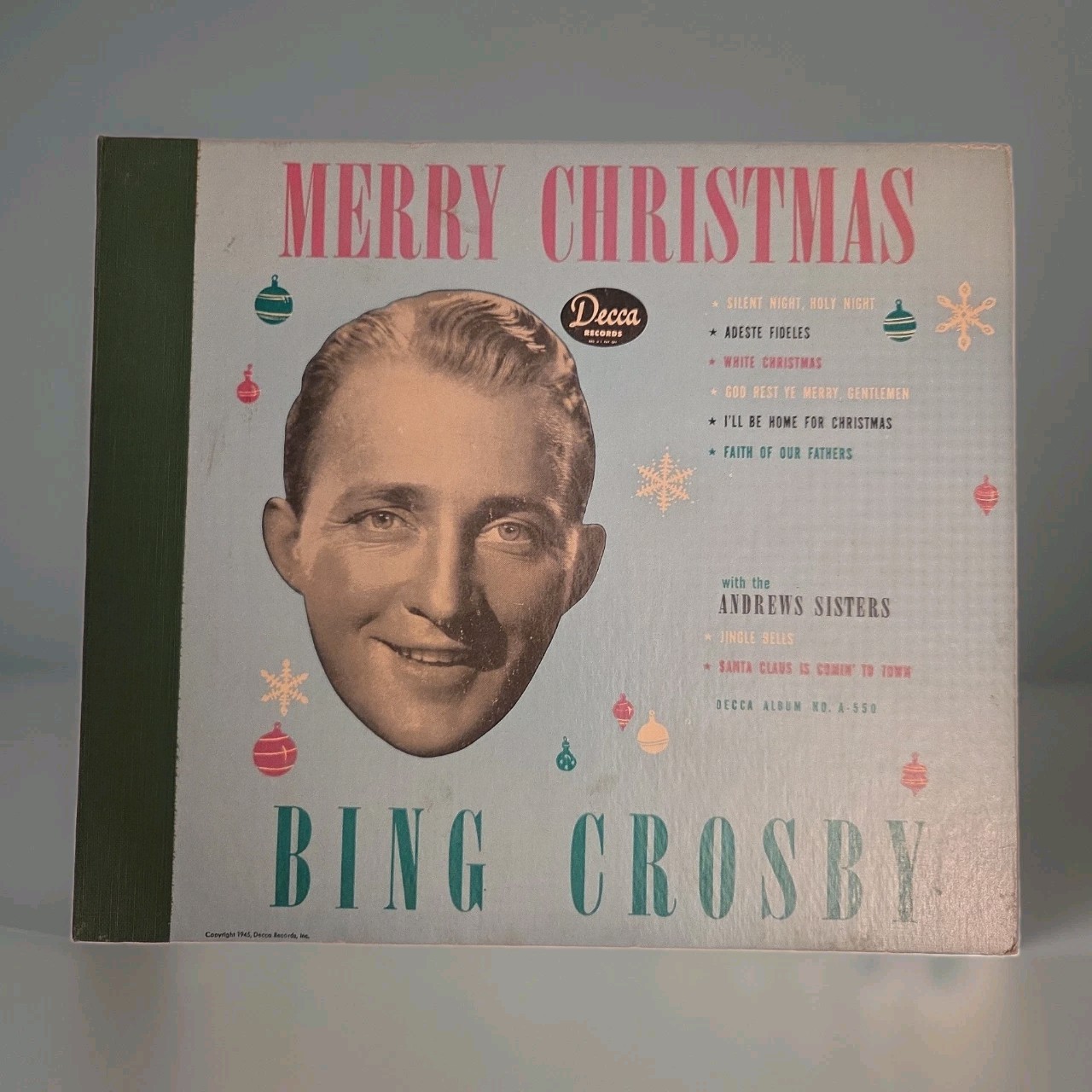Vintage 1945 Bing Crosby Merry Christmas Decca A-550 4 Shellac 78 RPM Record Set