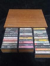 Vintage Cassete  Wooden Hard Case With 32 Tape Lot Rock Metal & More Don Dokken  picture