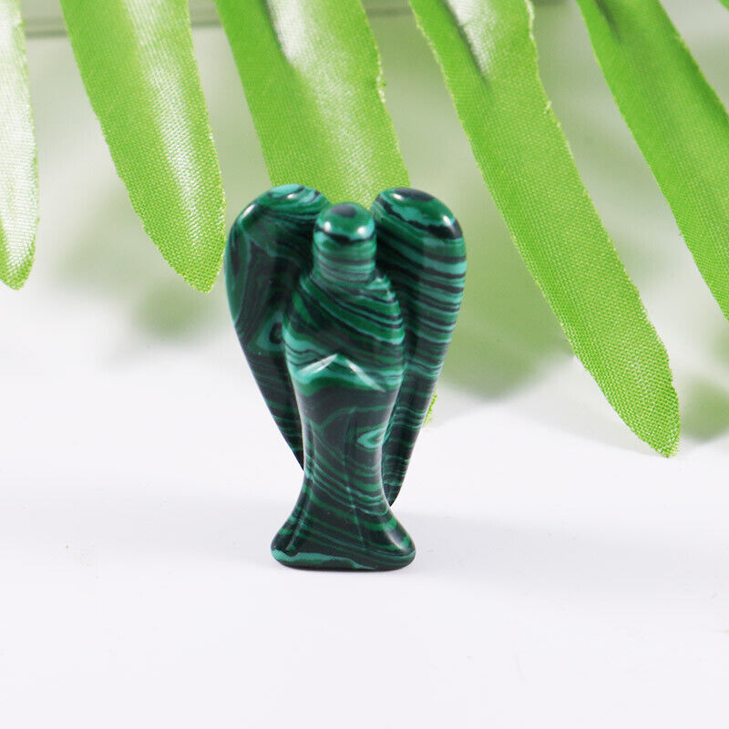 35mm Charms Malachite Crystal Reiki Healing Guardian Angels Figurines Statue 