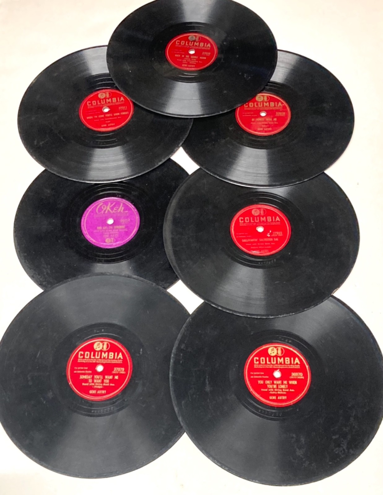 Vintage Record Lot of 7 Gene Autry Columbia Country Western Vinyl Records Lot