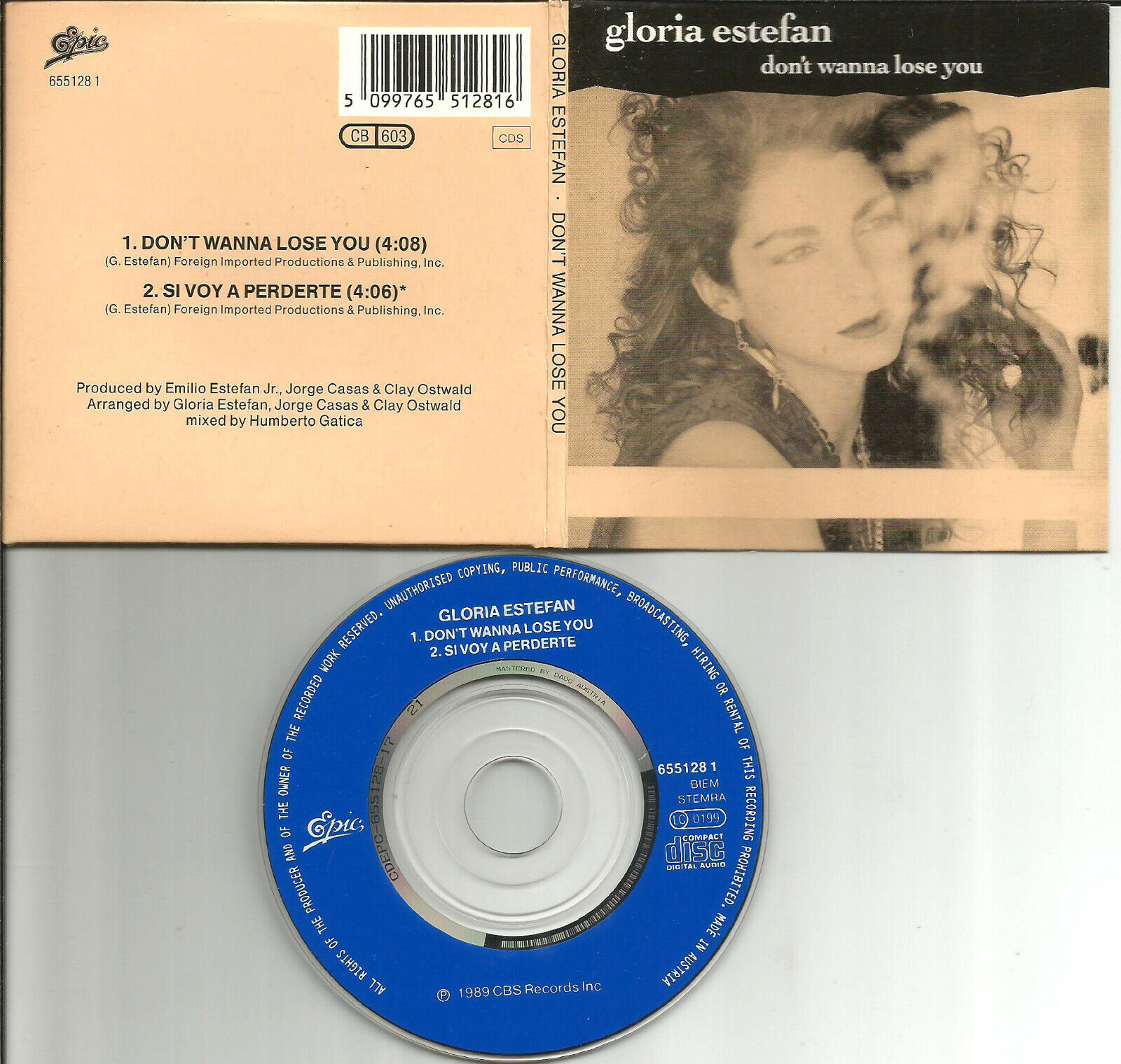 GLORIA ESTEFAN Don’t Wanna Lose You w/SPANISH TRK 1989 MINI 3 INCH CD single CD3