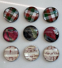 Handmade Christmas & Vintage Music Glass Magnets Lot of 9 picture