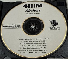 7 UNRELEASED “Not Final Mixes” by 4Him on “Obvious” Pre-Release 1997 Benson CDR picture